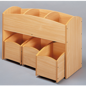 OS - BAC A LIVRES 3 CASES HAUT + 3 BACS A LIVRES 1 CASE A ROULETTES - HÊTRE