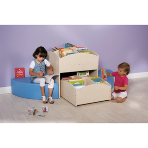 OS - 1 BAC À LIVRES 4 CASES HAUT + 1 BAC À LIVRES 4 CASES BAS A ROULETTES - BOULEAU