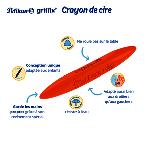 8 CRAYONS CIRE TRIANGULAIRES GRAFFIX COLORIS ASSORTIS