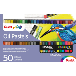 PENTEL ARTS 50 PASTELS COLORIS CLASSIQUES, METALS ET FLUOS ASSORTIS