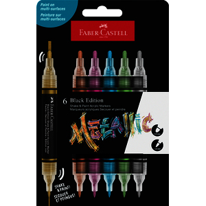BLACK EDITION 6 MARQUEURS ACRYLIQUE DOUBLE POINTE COLORIS METALLIC