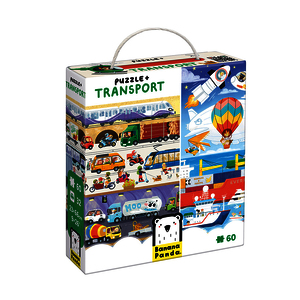 PUZZLE + LES TRANSPORTS 62 PIECES + 32 CARTES ILLUSTREES