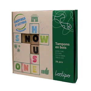36 TAMPONS BOIS ALPHABET ET CHIFFRES