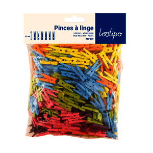 450 MINI-PINCES À LINGES 2,5CM COLORIS ASSORTIS